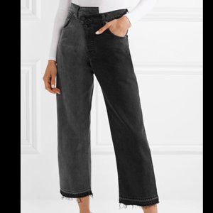 Monse Charcoal Two-Tone Distressed High-Rise Straight Leg Jeans